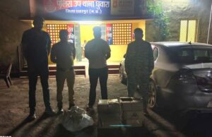 भगवा पुलिस ने “नशा मुक्ति अभियान” के तहत सोरखी रोड से 66 लीटर शराब सहित स्कोडा कार की जप्त